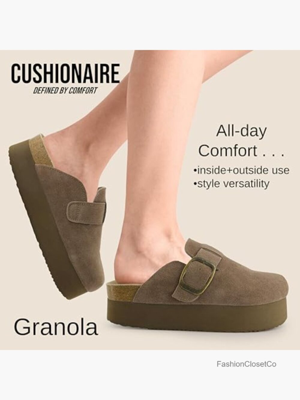 Genuine Suede Cork Footbed Platform Clog, +Comfort, Wide Widths Available - Picture 6 of 7